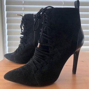 ZARA Black Faux Suede High Heel Boots - Size 7 US